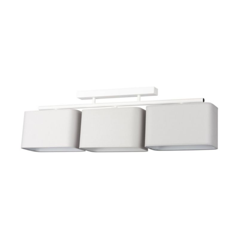 Lampa Sufitowa SPOT Light 3xE27 Max.25W Nowoczesna Kombinacja Bieli z Szarą Tkaniną, Polski Producent, 1 szt.