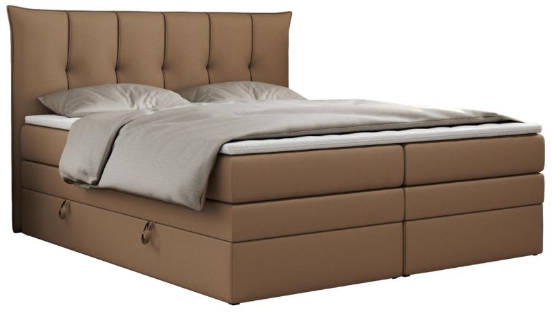 Łóżko kontynentalne MKS Meble PREMIUM 10 KING 200x200 H3 Brązowy ecoskóra 1szt.