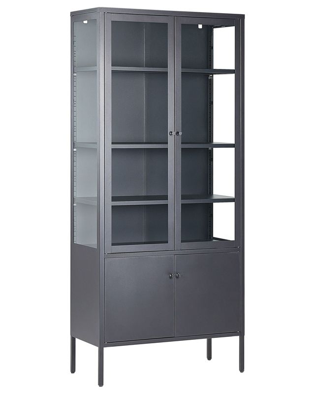 Witryna Oxted Metal 80 cm 35 cm Czarny 1 szt.