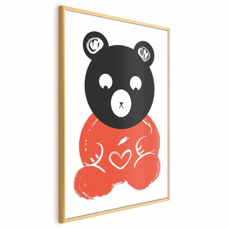 Plakat Artgeist Zamyślony miś 21x30 cm z ramą złotą 1 szt