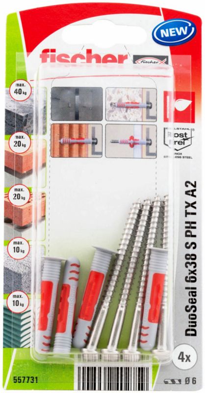 Kołek rozporowy Fisher Duoseal 6 x 38 mm 4 szt.