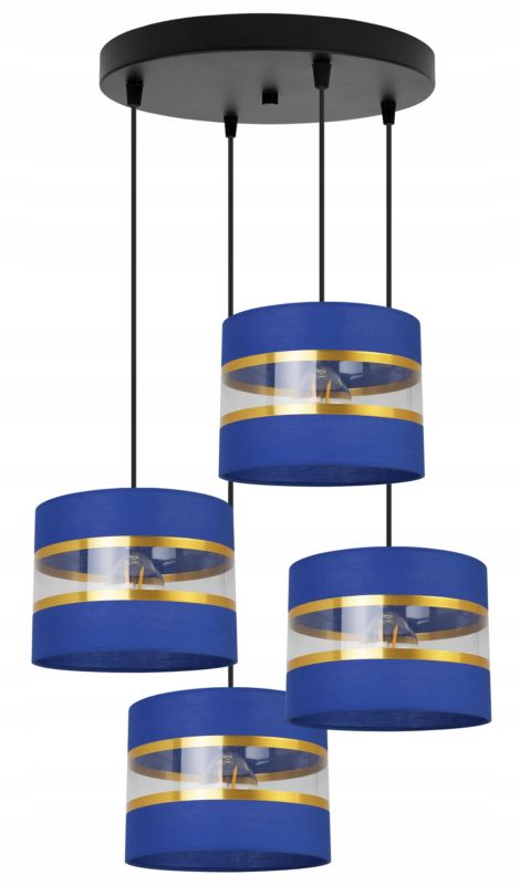 Lampa sufitowa wisząca Light Home LH Elegance Gold 4x E27 60W okrągły granatowy/czarny 1szt.