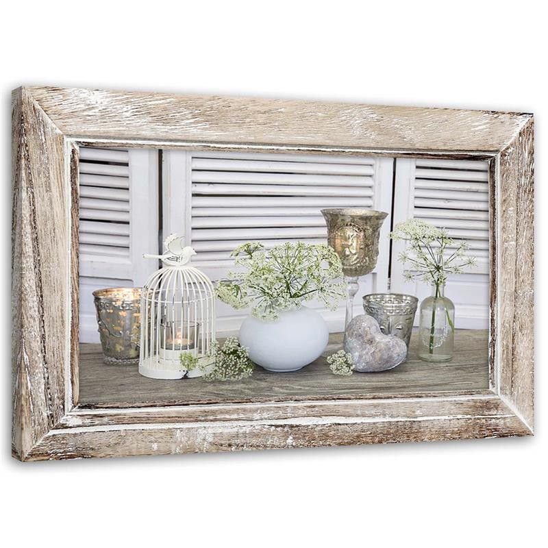 Obraz do salonu kuchni Feeby Martwa Natura Shabby chic Beżowy 90x60cm 1szt