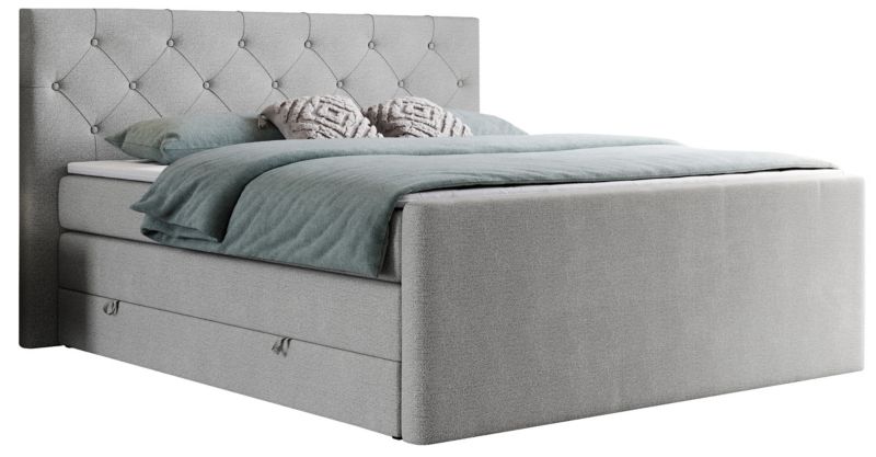 Łóżko kontynentalne MKS Meble KING VELEN 160x200 H4 jasnoszary struktura 1szt.