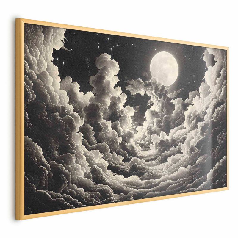 Plakat Artgeist Księżyc wśród chmur 30x21 cm z ramą złotą 1 szt