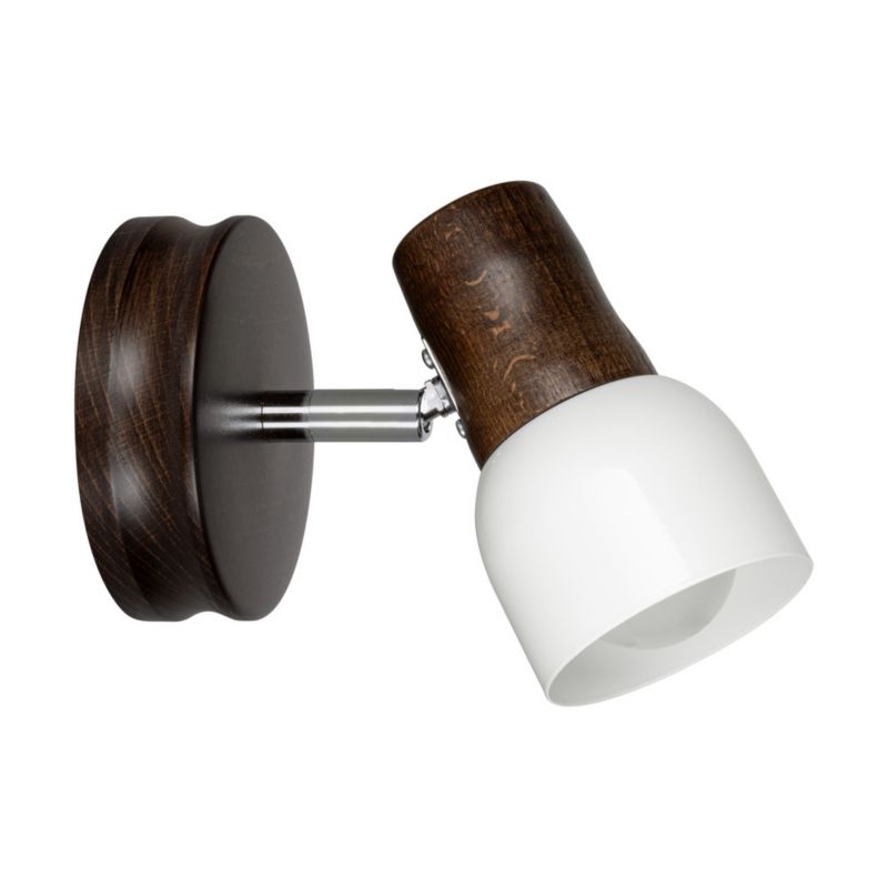 Drewniany Kinkiet SPOT Light 1xE14 Max.40W Drewno Bukowe Orzechowe FSC z Białym Kloszem, Polski Producent 1 szt.