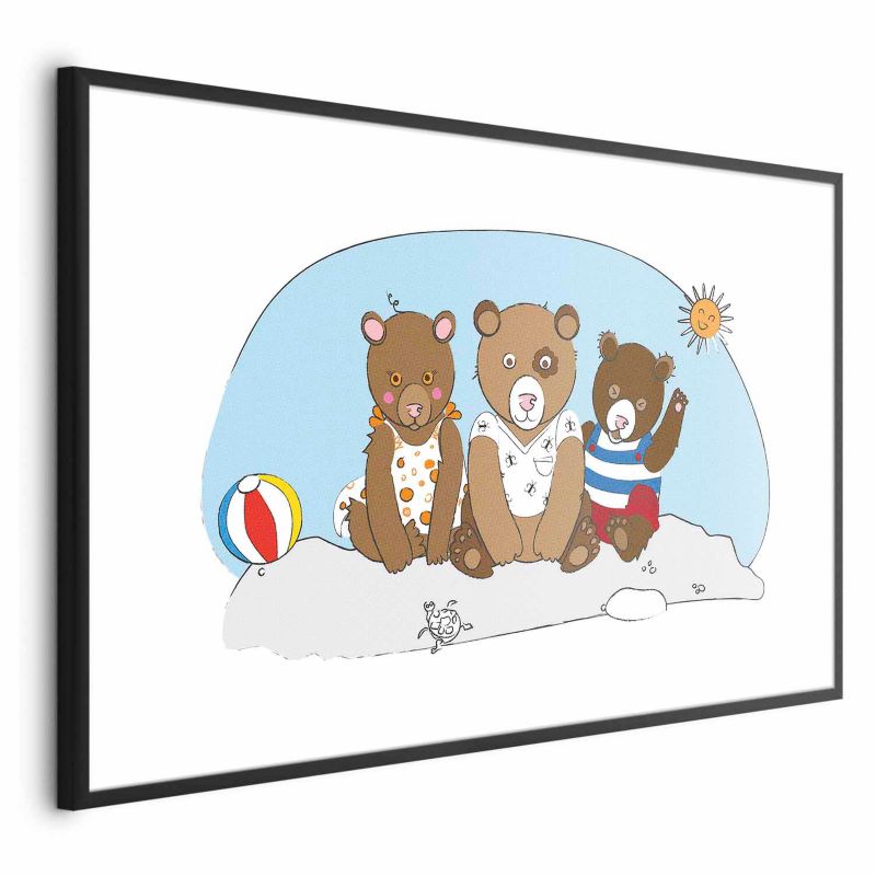 Plakat Artgeist Misie na plaży 42x29,7 cm z ramą czarną 1 szt