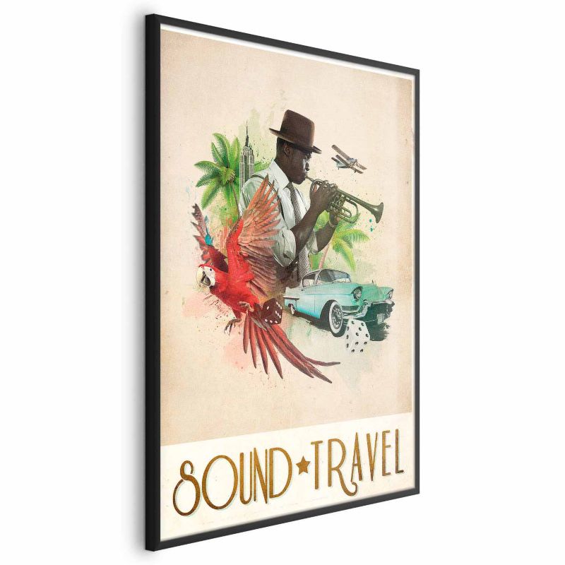 Plakat Artgeist Sound Travel 21x30 cm z ramą czarną 1 szt