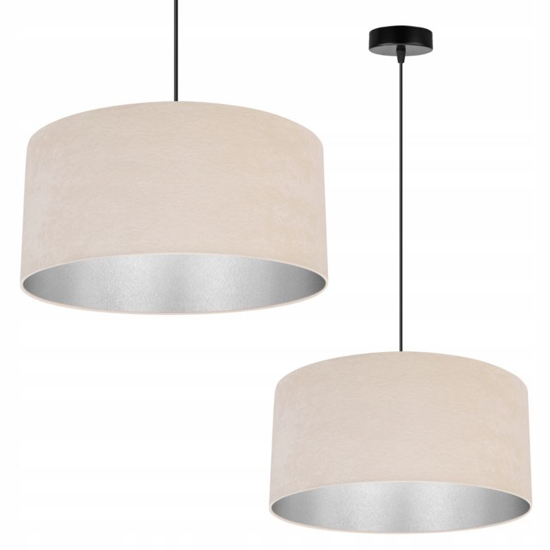 Lampa sufitowa wisząca Light Home LH Mediolan Welur 1x E27 60W zimny kremowy/srebrny 40cm 1szt.