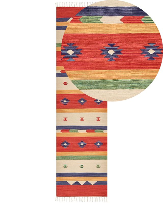 Dywan bawełniany kilim 80 x 300 cm wielokolorowy Alapars 1 szt.