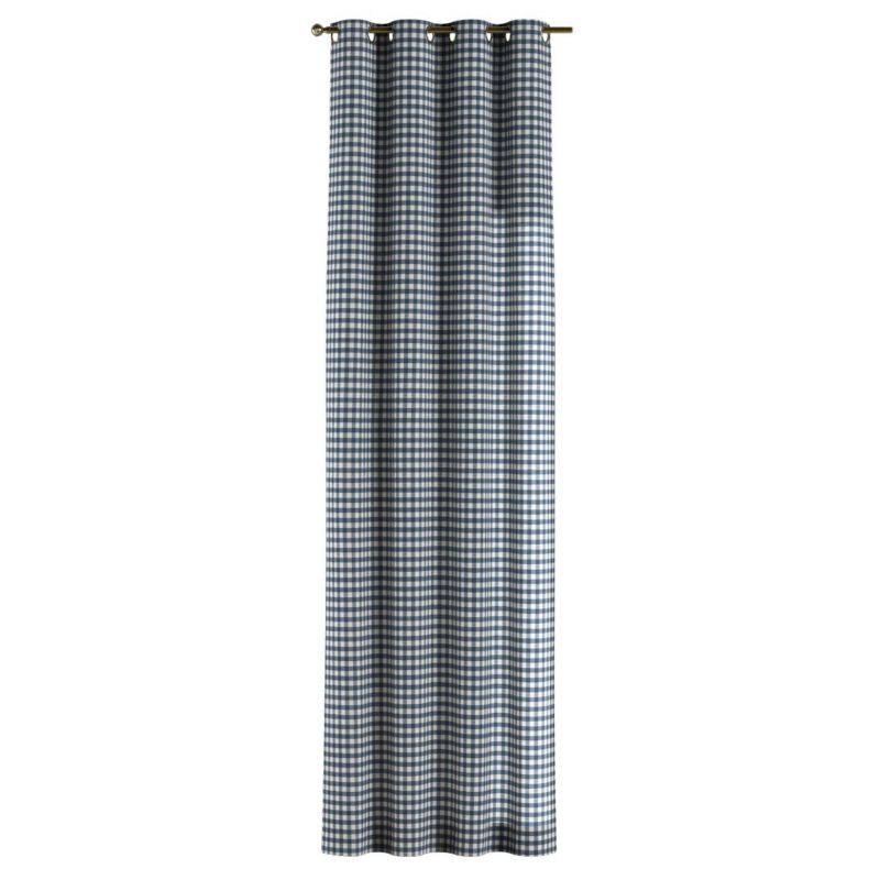 Zasłona na kółkach Dekoria 130x260 cm Quadro 1,5 x 1,5 cm granatowo-biała kratka 1 szt.