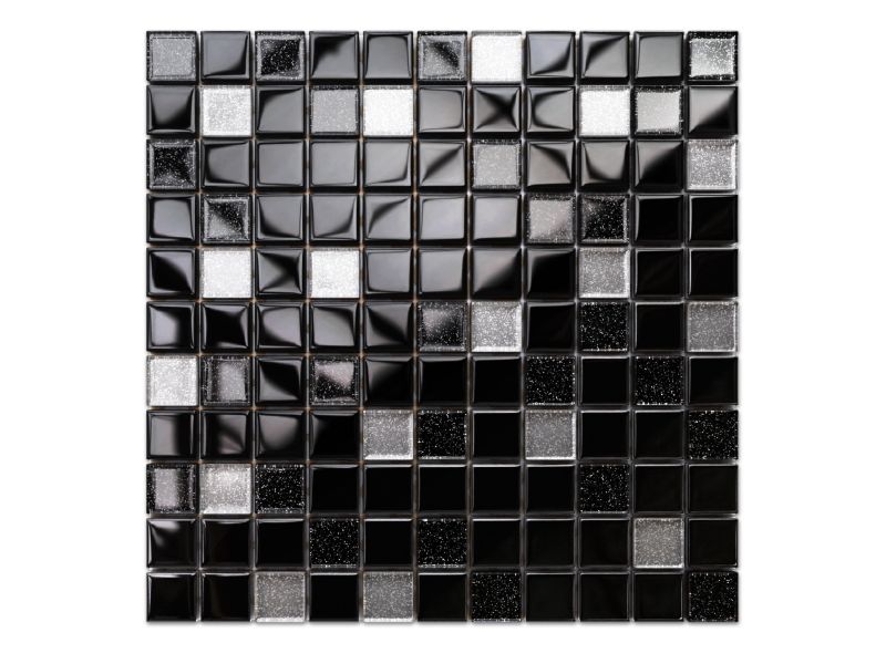 Mozaika szklana Ilcom nero silver brokat mix 30x30cm 1 szt.