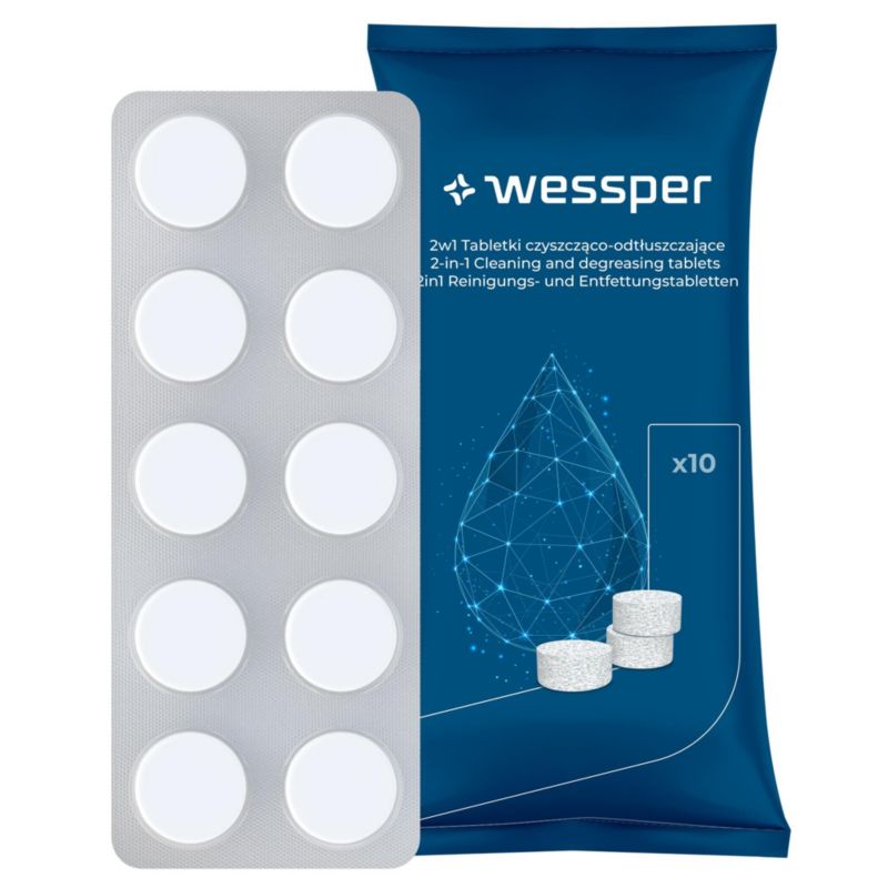 Tabletki odtłuszczające, Wessper, czyszczące, do ekspresów, urządzeń AGD, 10 tabletek, 1szt