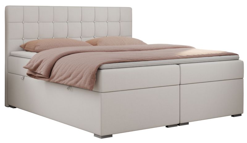 Łóżko kontynentalne MKS Meble CARMEN 160x200 H4 biały ekoskóra 1szt.