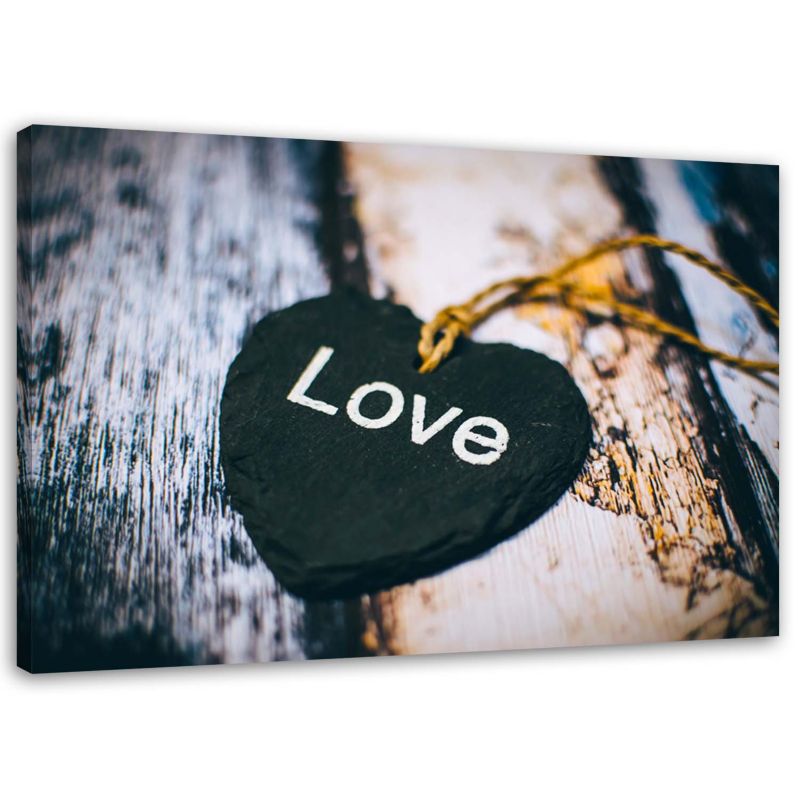 Obraz do sypialni pokoju Feeby Serce z napisem Love Vintage 100x70cm 1szt