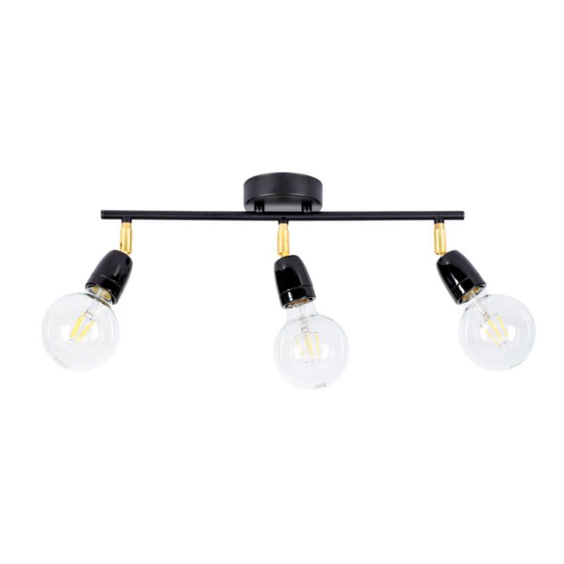 Lampa Sufitowa SPOT Light 3xE27 Max.25W Elegancka Czerń w Połączeniu z Złotymi Detalami, Polski Producent, 1 szt.