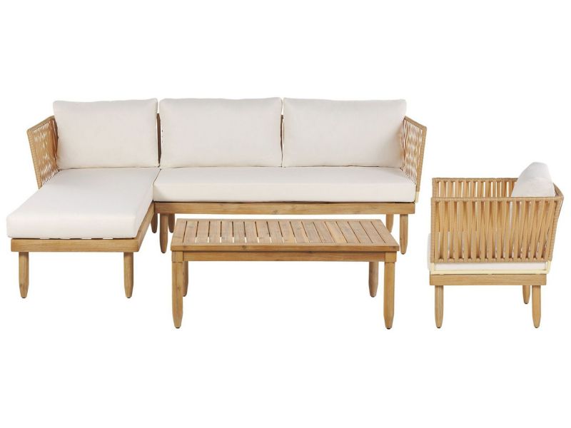 Sofa narożna Cremona Drewno akacjowe Złamana biel 1 kpl