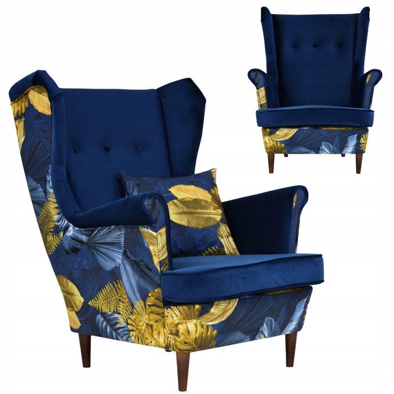 Fotel uszak do salonu Family Meble Ari Print Duo granatowa 1szt