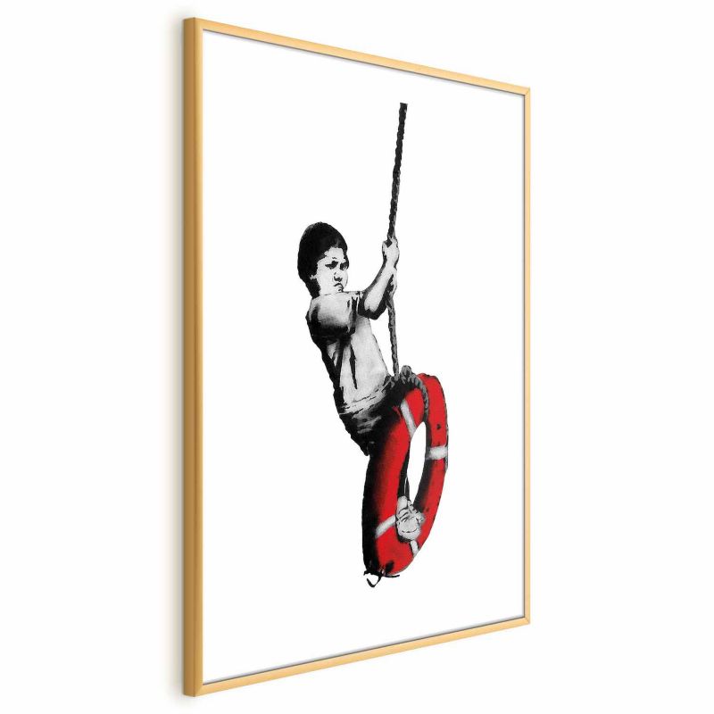 Plakat Artgeist Banksy: Chłopiec 60x90 cm z ramą złotą 1 szt