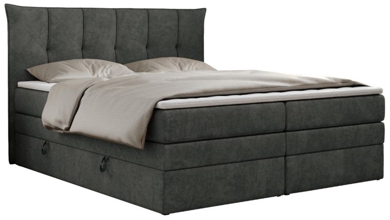 Łóżko kontynentalne MKS Meble PREMIUM 10 KING 180x200 H4 Ciemnoszary struktura 1szt.