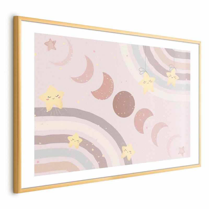 Plakat Artgeist Księżyc z tęczą 90x60 cm z ramą złotą 1 szt