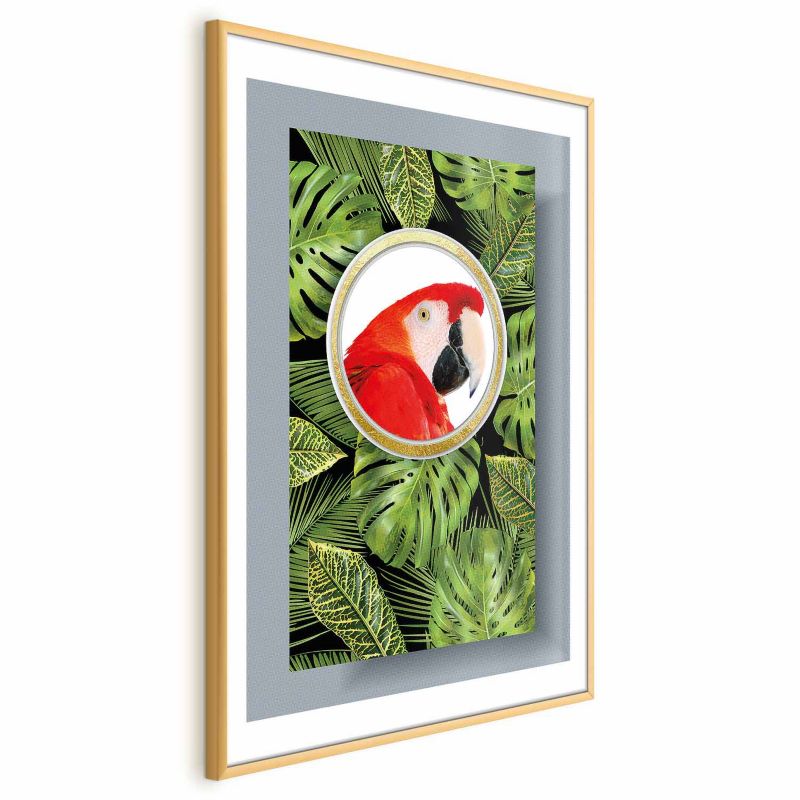 Plakat Artgeist Papuga w dżungli 21x30 cm z ramą złotą 1 szt