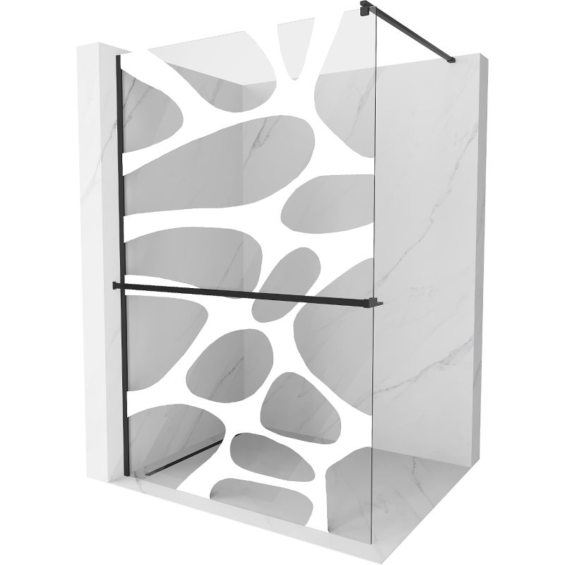 Ścianka prysznicowa Mexen Kioto+ biały wzór/czarna 80x200 cm 800-080-121-70-97 1 szt.
