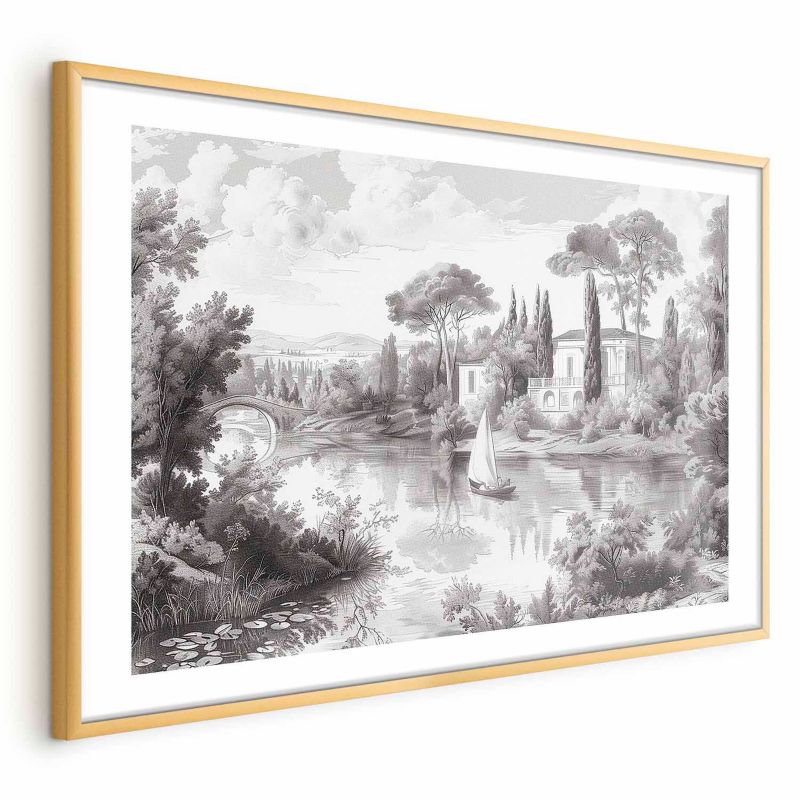 Plakat Artgeist Pejzaż vintage 60x40 cm z ramą złotą 1 szt