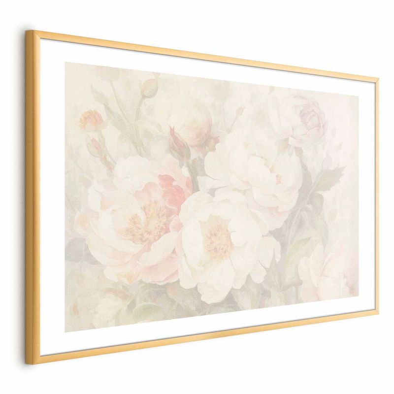 Plakat Artgeist Piwonie we mgle 90x60 cm z ramą złotą 1 szt