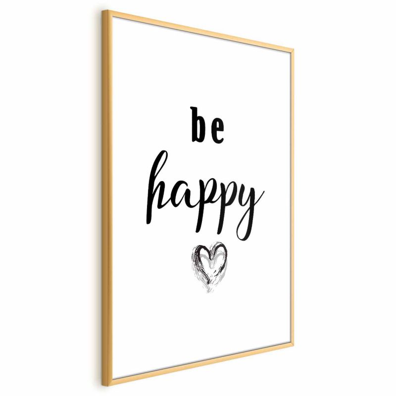 Plakat Artgeist Be happy 21x30 cm z ramą złotą 1 szt