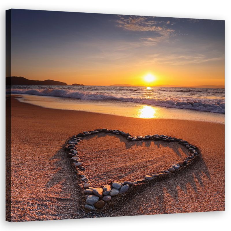 Obraz do sypialni Feeby Plaża Serce Miłość 50x50 cm 1szt