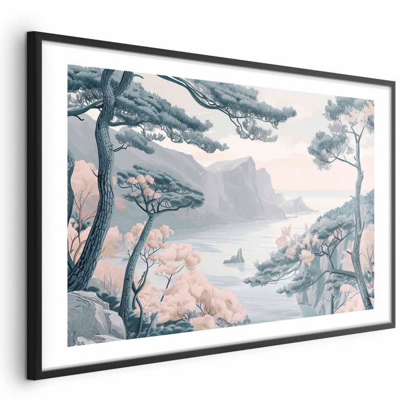 Plakat Artgeist Błękitne wybrzeże 90x60 cm z ramą czarną 1 szt