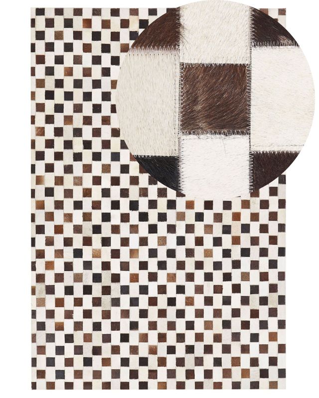 Dywan patchwork skórzany 140 x 200 cm beżowo-brązowy Kayabey 1 szt.