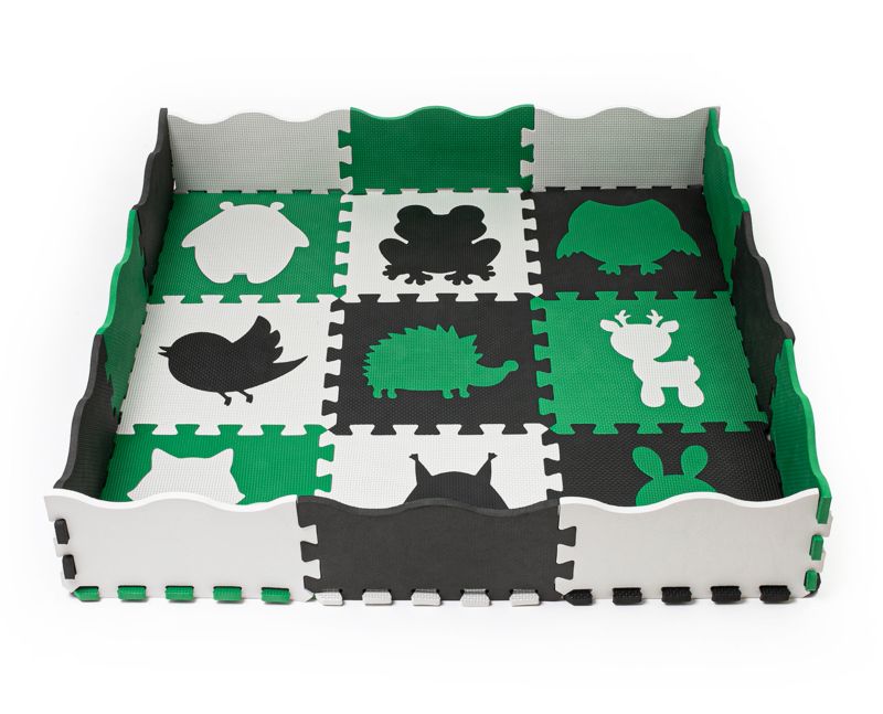 Mata edukacyjna dla dzieci Be-active.pl piankowa puzzle zielona 114x114 1szt