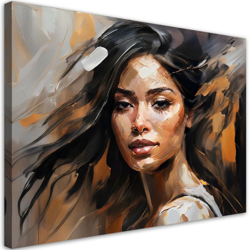 Obraz do salonu sypialni Feeby Portret Kobiety Glamour Brązowy 90x60 cm 1szt