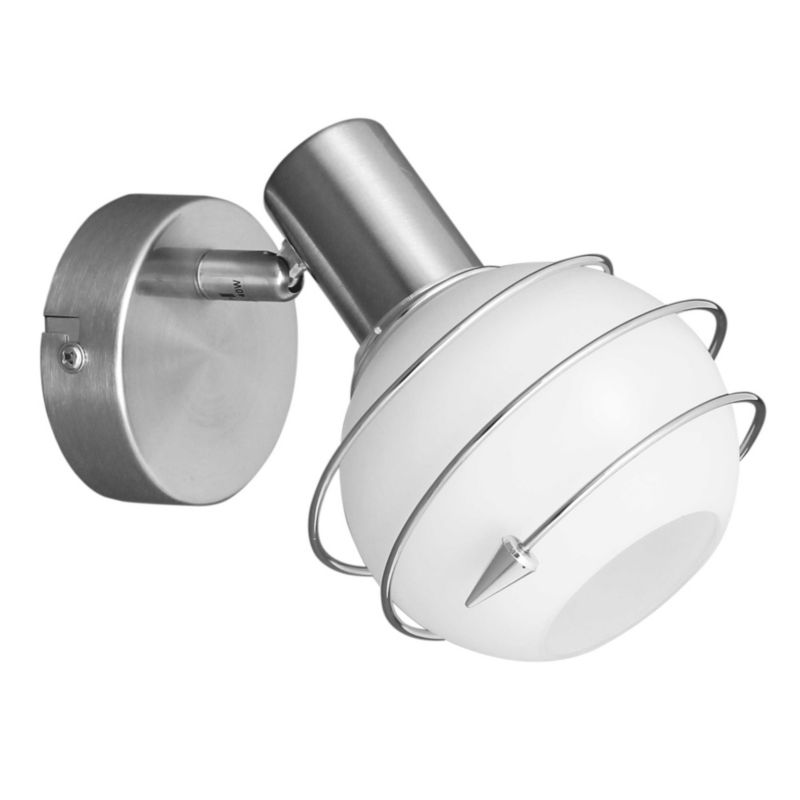 Kinkiet SPOT Light 1xE14 Max.40W Połączenie Satyny i Białego Szkła, Polski Producent, 1 szt.
