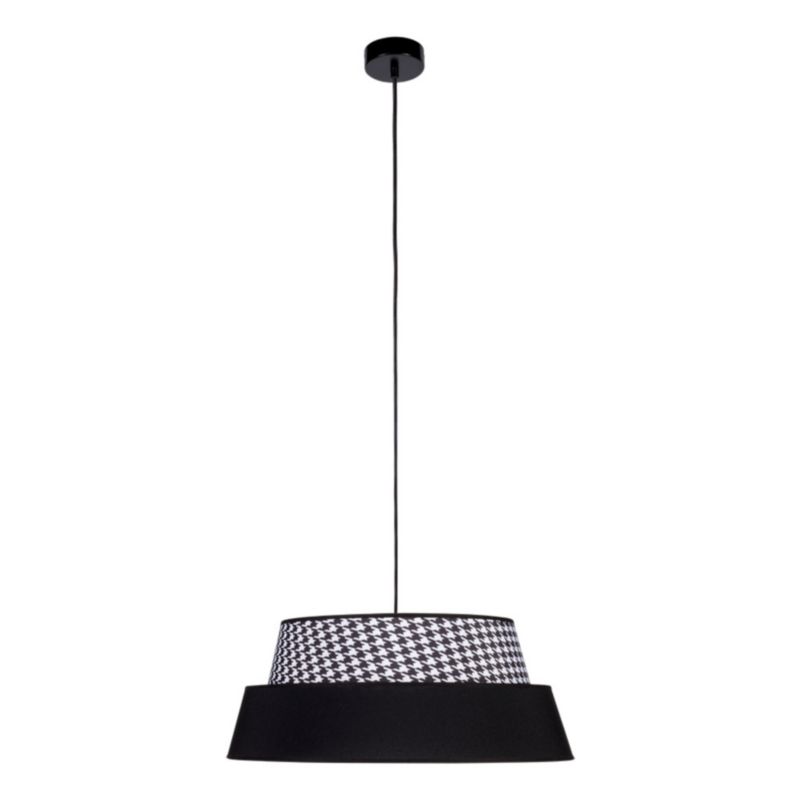 Lampa Wisząca SPOT Light 1xE27 Max.60W Klasyczne Połączenie Czerni z Czarnym Abażurem we Wzory, Polski producent, 1 szt.