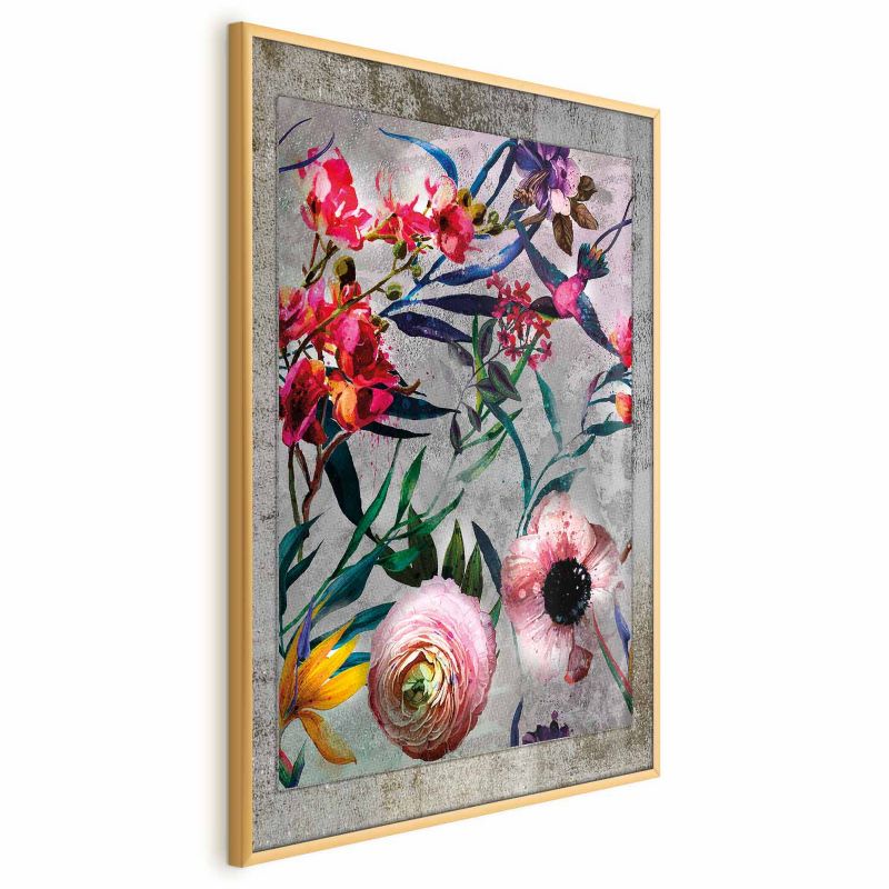 Plakat Artgeist Rustykalne kwiaty 60x90 cm z ramą złotą 1 szt