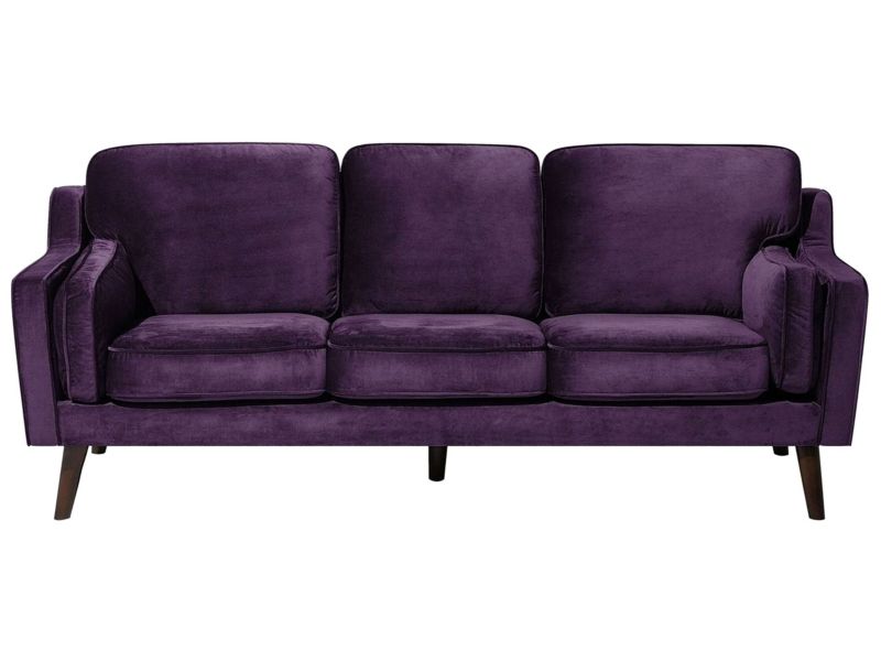 Sofa 3-osobowa welurowa fioletowa Lokka 1 szt.