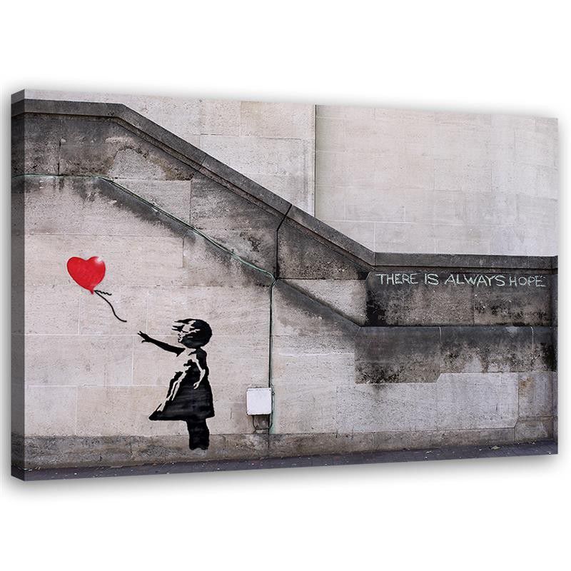 Obraz do salonu pokoju dziecka Feeby Dziewczynka z balonikiem Banksy Szary 120x80cm 1szt