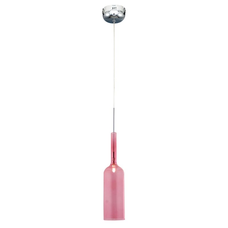Lampa Wisząca SPOT Light 1xLED 3W Nowoczesne Połączenie Chromu i Różowego Klosza, Polski Producent, 1 szt.