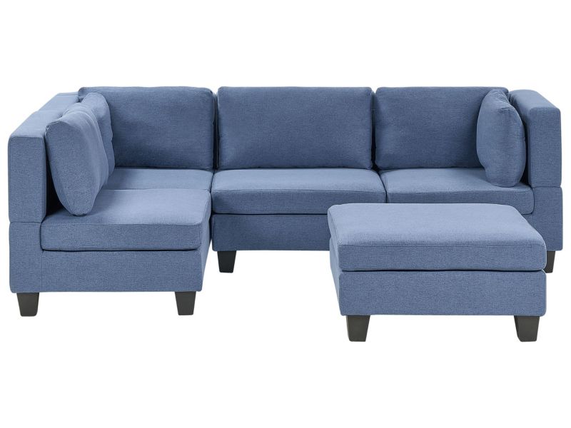 Sofa narożna z otomaną Unstad Niebieski Prawostronny 1 kpl