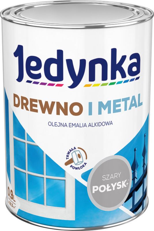 Emalia alkidowa Jedynka Drewno i Metal szary połysk 0,9 l