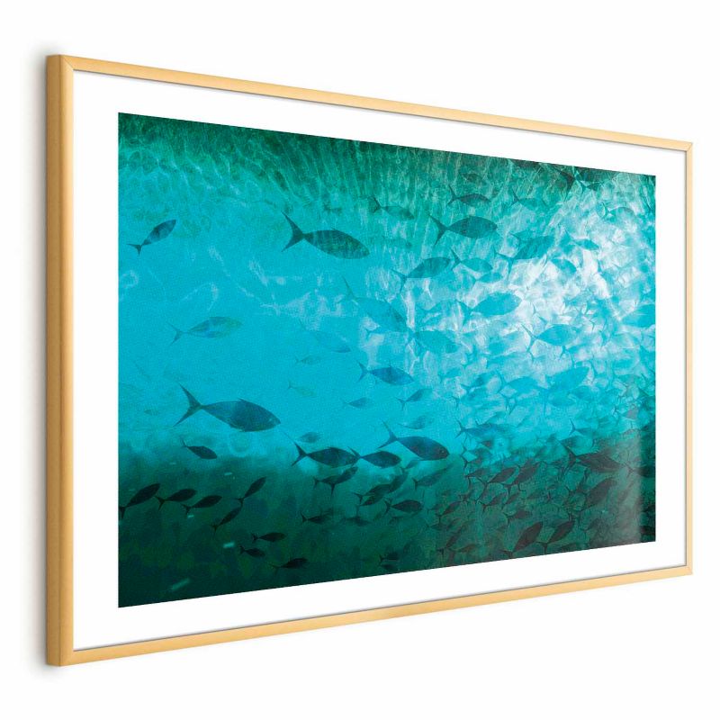 Plakat Artgeist Gromada ryb 90x60 cm z ramą złotą 1 szt