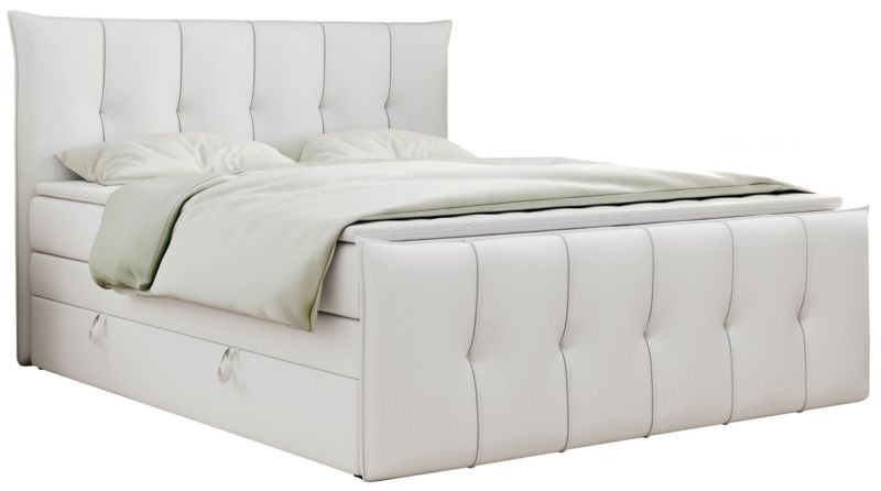 Łóżko kontynentalne MKS Meble PREMIUM 11 KING 200x200 H4 Biały ecoskóra 1szt.