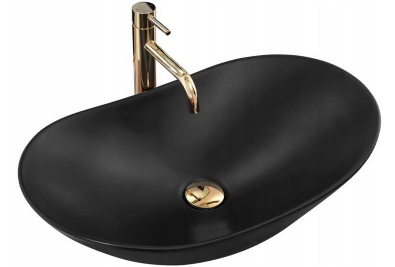 Umywalka Nablatowa Rea Royal Owalna Czarny 62X36X16Cm 1 Szt