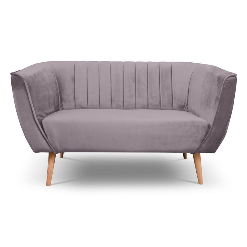 Sofa dwuosobowa z przeszyciami Bettso Pik nowoczesny na drewnianych nogach wrzosowy 1szt.