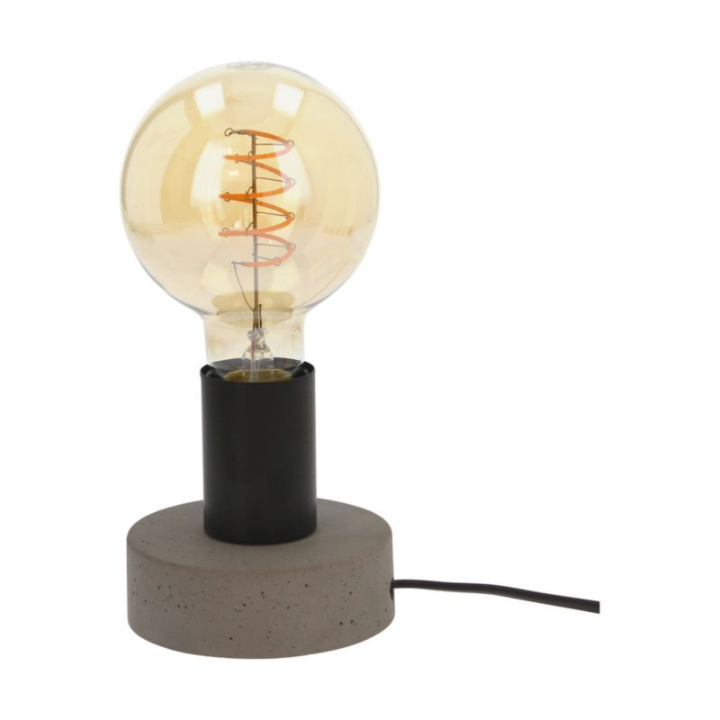 Lampa Stołowa SPOT Light 1xE27 Max.25W Połączenie Szarego Betonu z Detalami Czerni, Polski Producent, 1 szt.