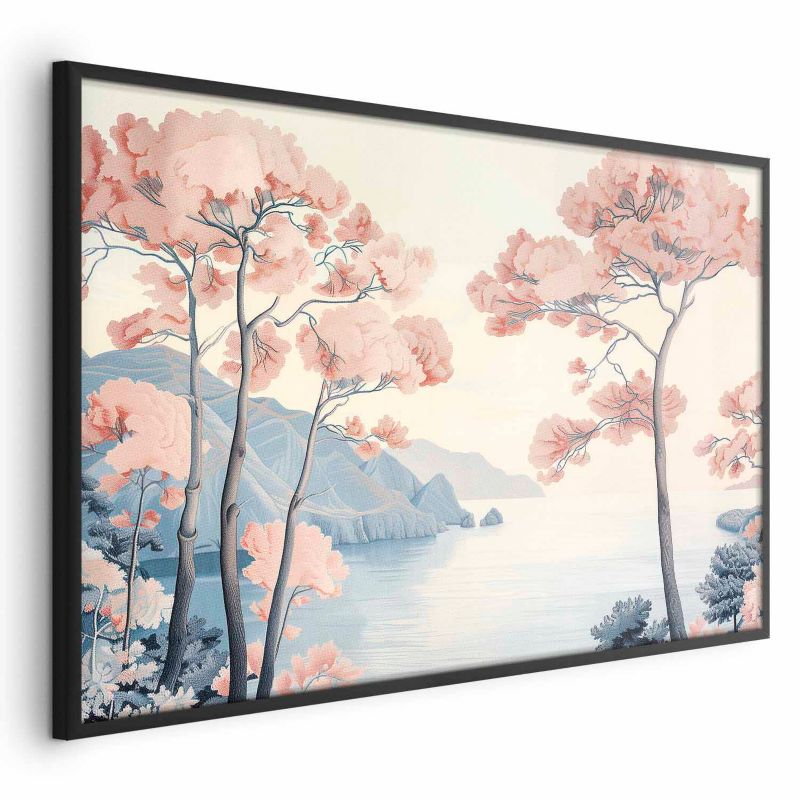 Plakat Artgeist Ocean i drzewa 60x40 cm z ramą czarną 1 szt