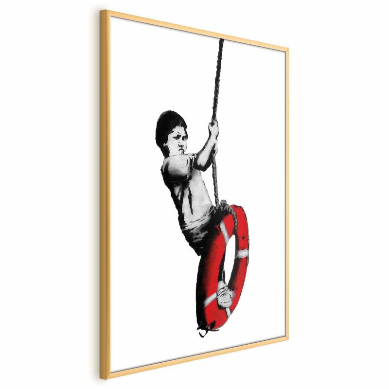Plakat Artgeist Banksy: Chłopiec 21x30 cm z ramą złotą 1 szt